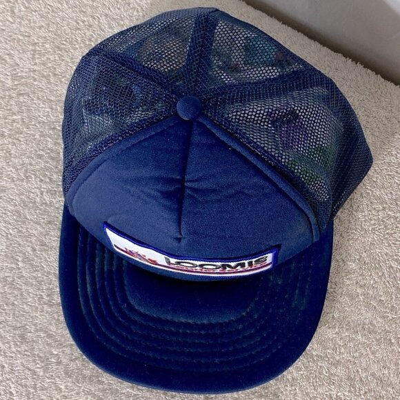 Vintage Navy Blue Loomis Snap Back Mesh Back Trucker Style Hat - Picture 2 of 13